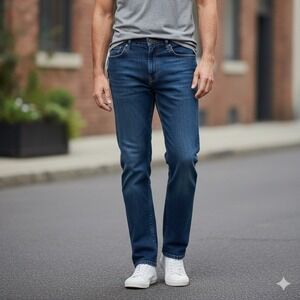 New Calvin Klein Jeans Mens 36x32 Denim Dark Wash Blue Stretch Slim Straight Fit